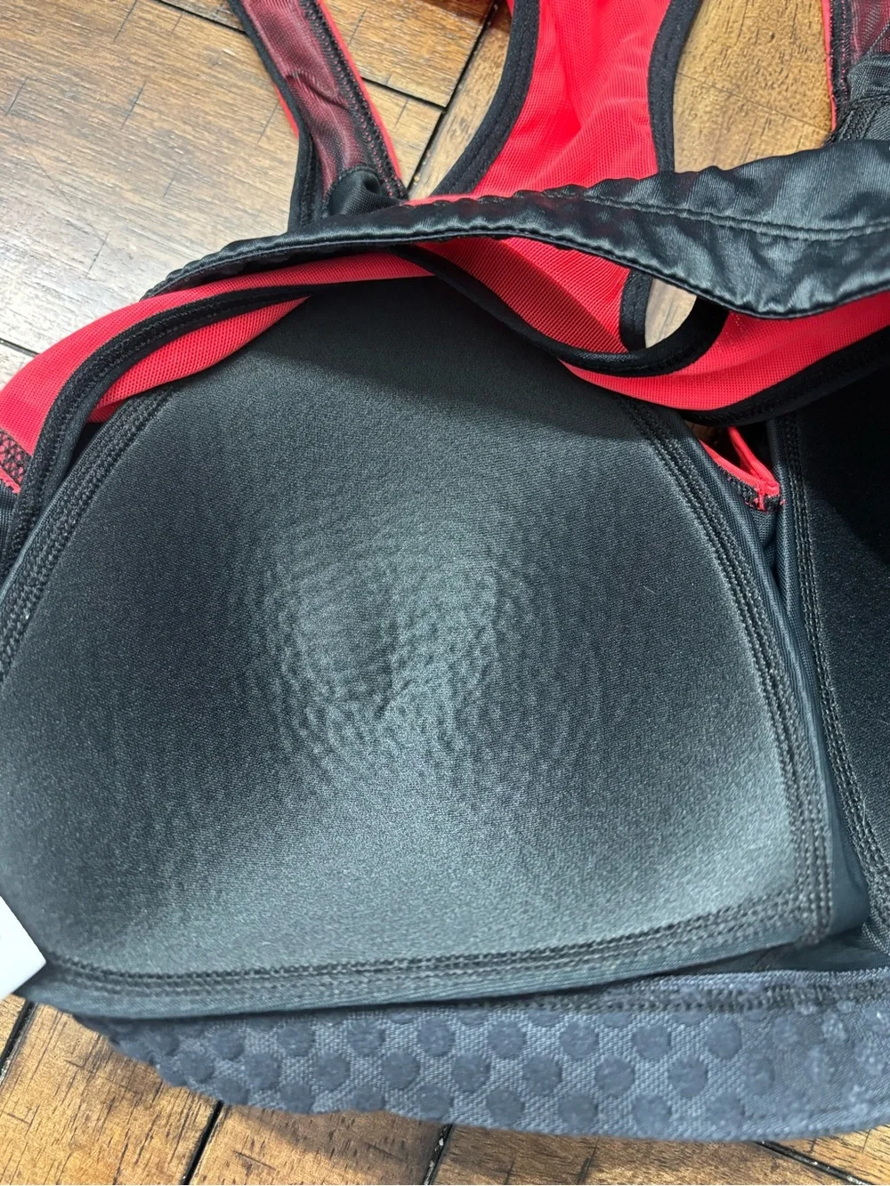 Moving Comfort Red and Black Racerback Support Sports Bra